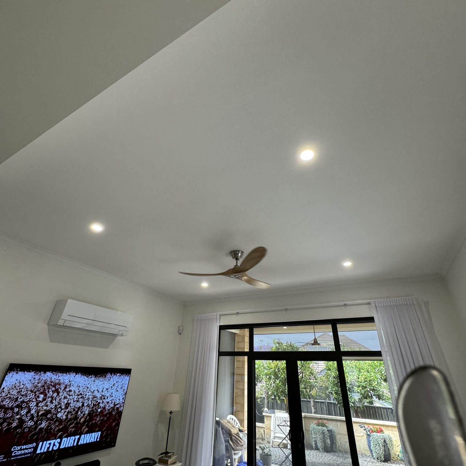 ceiling fan and downlight