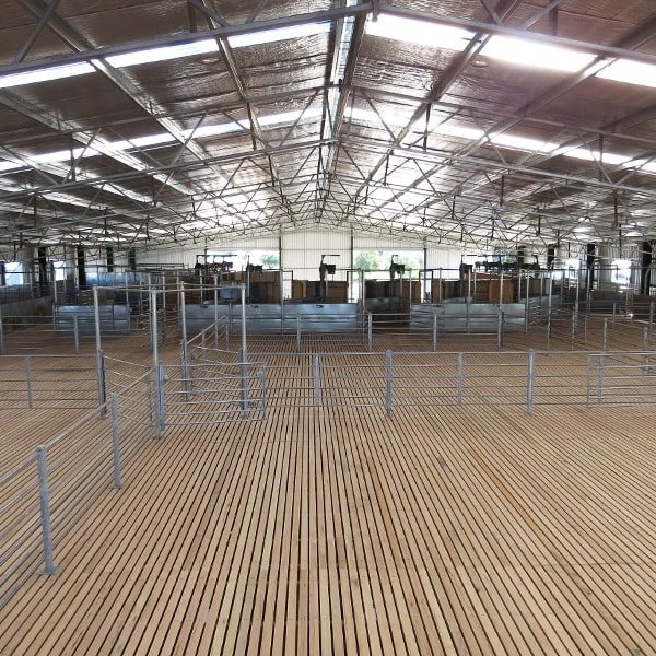 inside of farm shed with led lighting on ceiling